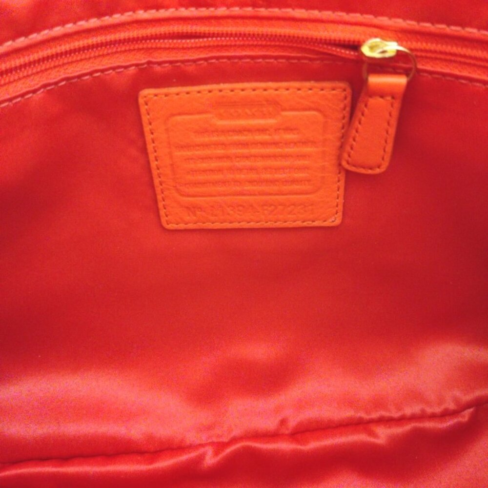 Coach Soho Leather Campbell Flap Convertible Satchel in Hot Orange & Brass, EUC - Picture 3 of 16